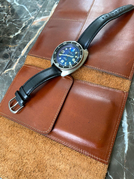 Genuine Quality Leather 3 Watch Roll Case Travel  Organizer pouch Brandy  brown