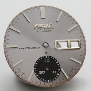 Dial Vintage SEIKO Chronograph 6139-8002 Hour marks lume Gray Dark Silver Black