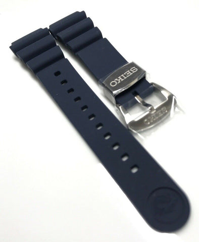 Original Seiko Blue ( Navy)  Rubber Band Soft Silicon Strap 22mm  R02Y012J9