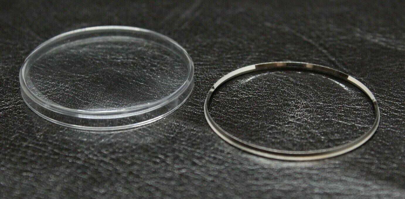 Plexi Glass Crystal with Tension Ring for Seiko Panda  6138-8020 6138-8021