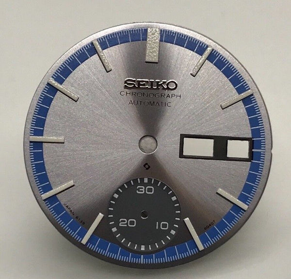 Replacement Dial for Seiko 6139 - 8020 Chronograph Automatic  Blue And Silver