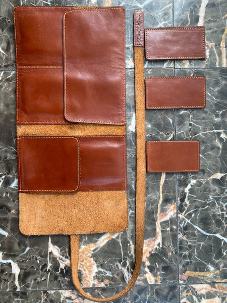 Genuine Quality Leather 3 Watch Roll Case Travel  Organizer storage pouch brown