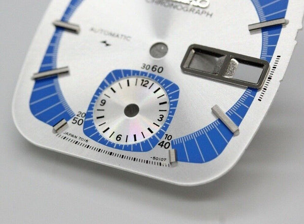 Dial For Seiko Monaco Flyback Chron 7016-5000 7016-5001 7016-5011 Blue & Silver