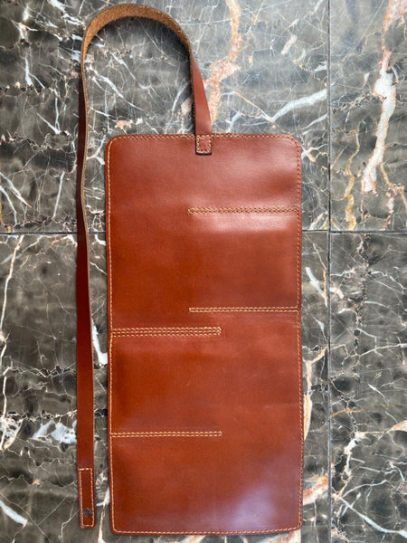 Genuine Quality Leather 3 Watch Roll Case Travel  Organizer pouch Brandy  brown