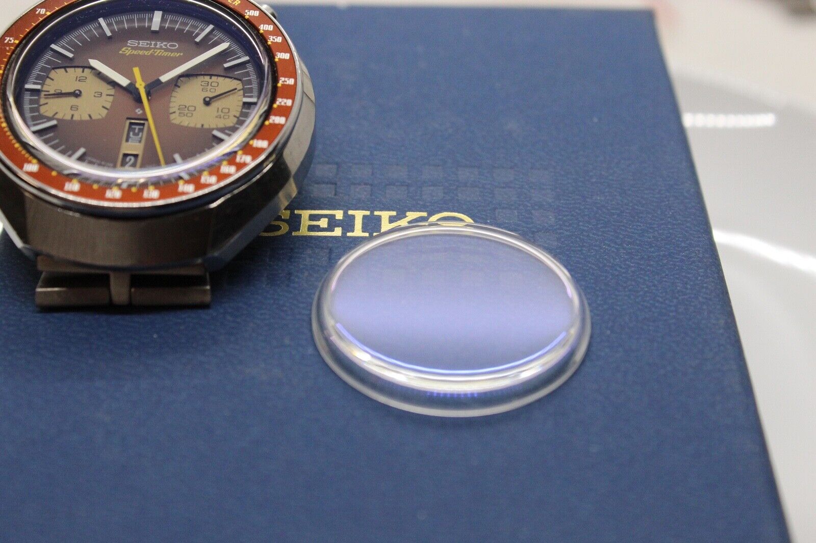 Blue Mineral Glass Crystal SEIKO 6138 6138-0040 6138-0049