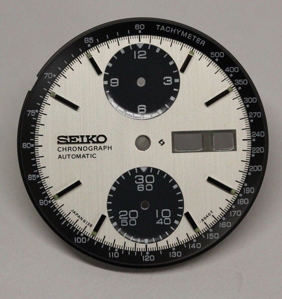 White Dial With Black Tachymeter Inner Dial Ring For Seiko Panda 6138-8020 6138-8021